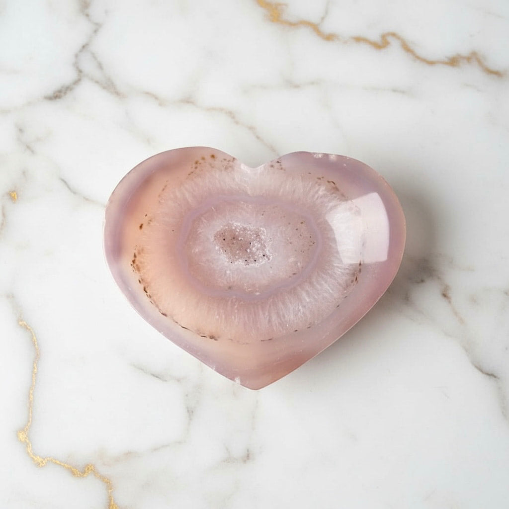 Achat Herz Rosa – Glücksbringer mit funkelnder Druse CrystalScents