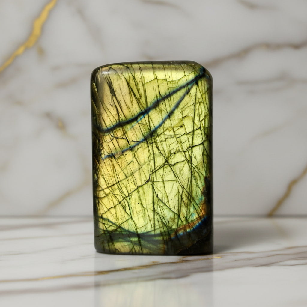 Labradorit Freiform – Mystisches Farbspiel in Gold und Grün CrystalScents
