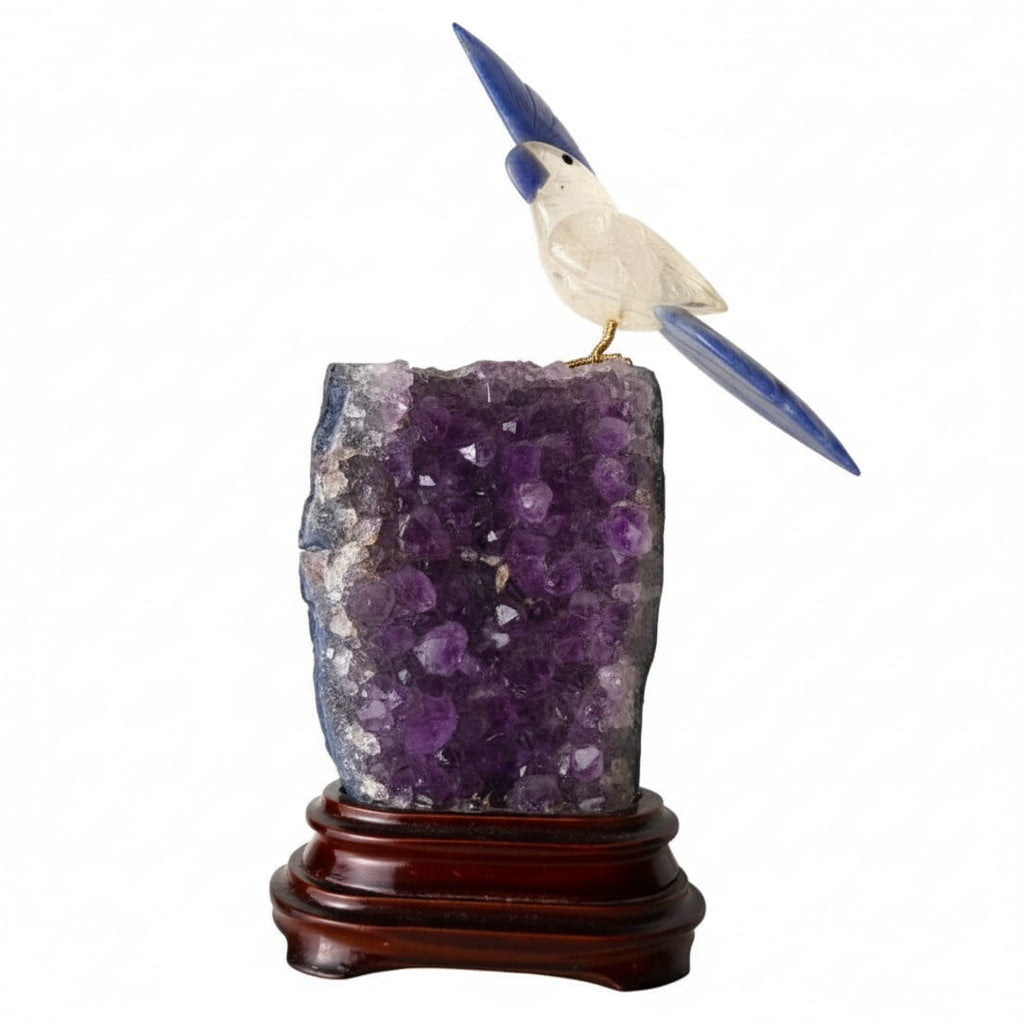 Amethystdruse – Mit Bergkristall Vogel CrystalScents