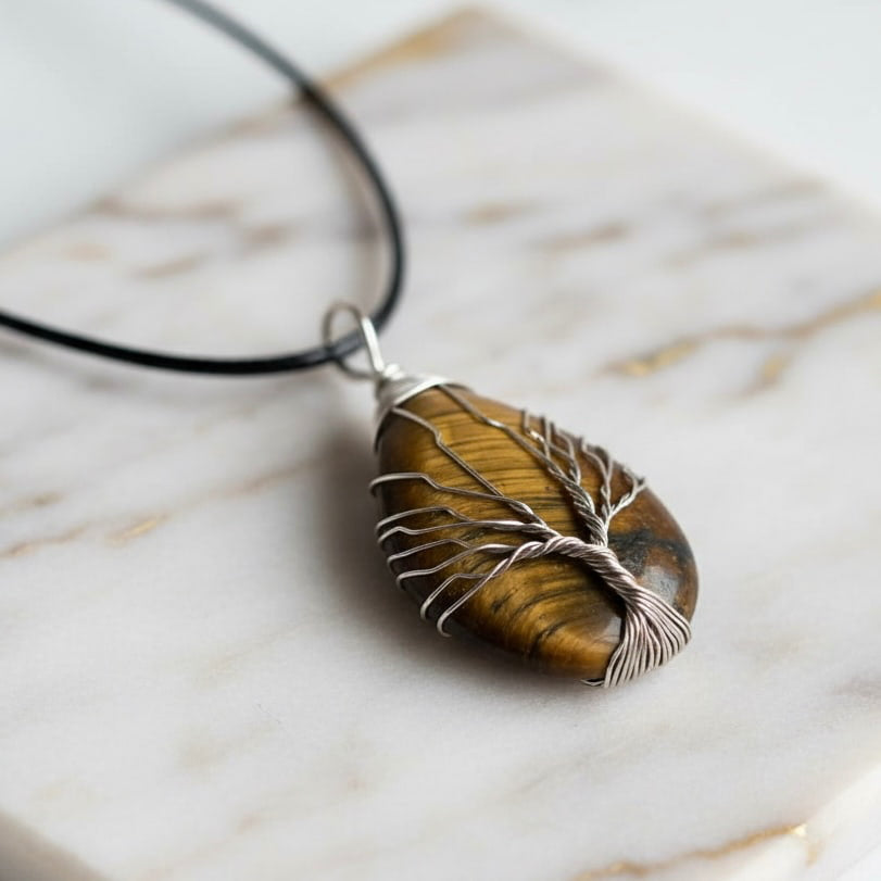 Tigerauge Halskette - Silbern verziert JETZT sichern CrystalScents