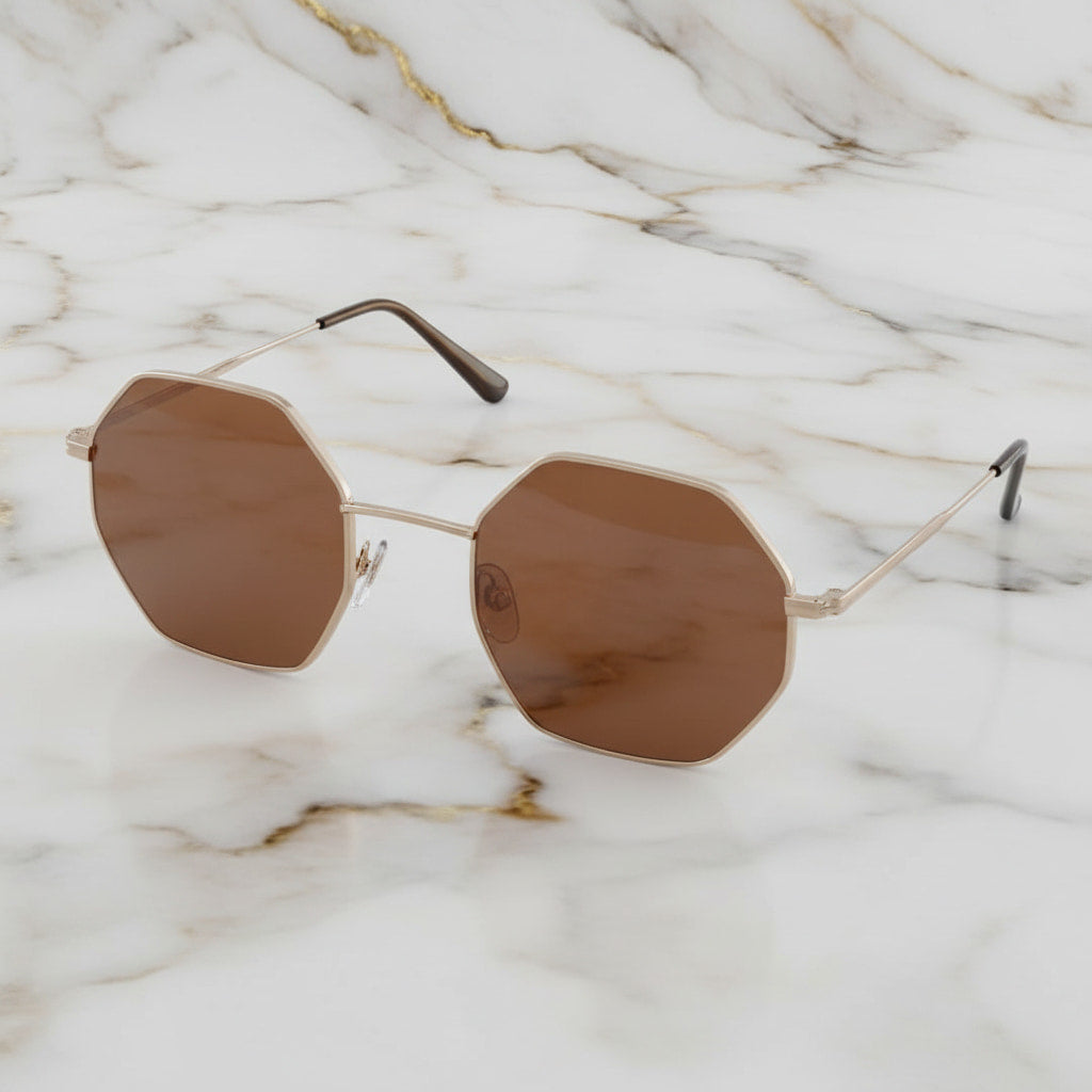 Sonnenbrille – Goldbraun Eckig CrystalScents