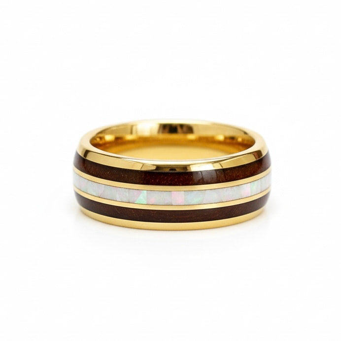 Ring Gold mit Holz-Detail für stilvolle Präsenz CrystalScents