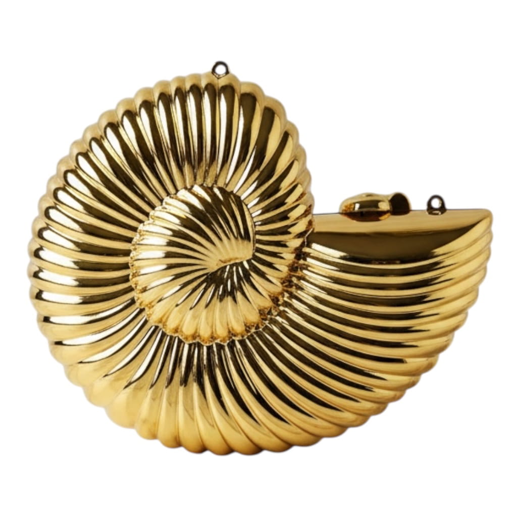 Clutch Muschel in Gold – Statement-Accessoire CrystalScents