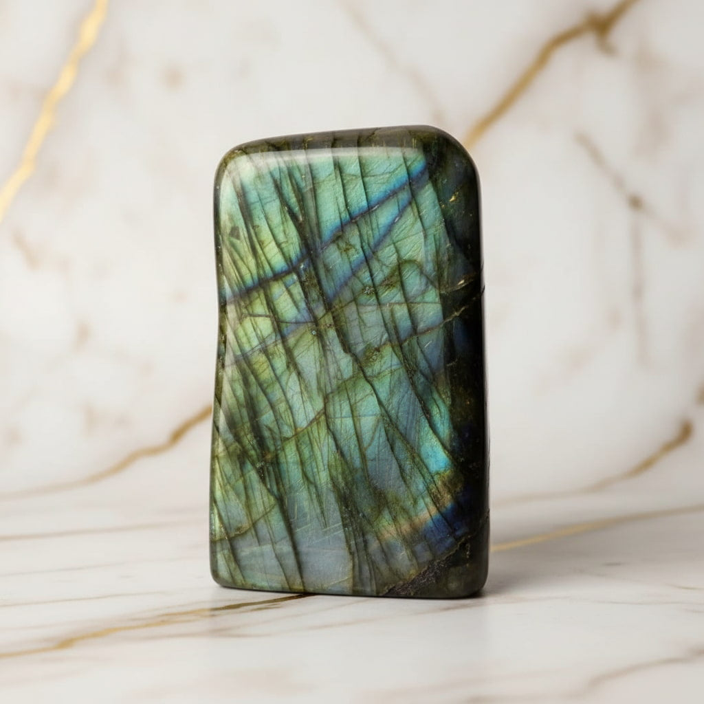 Labradorit Freiform – Mystisches Farbspiel in Gold und Grün CrystalScents
