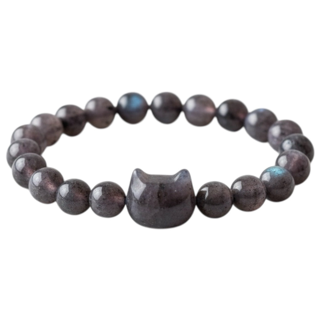 Labradorit Kugelarmband - Schimmernde Katze CrystalScents