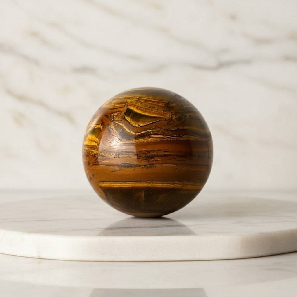 Tigerauge Kugel – Natürliche Kraftquelle CrystalScents