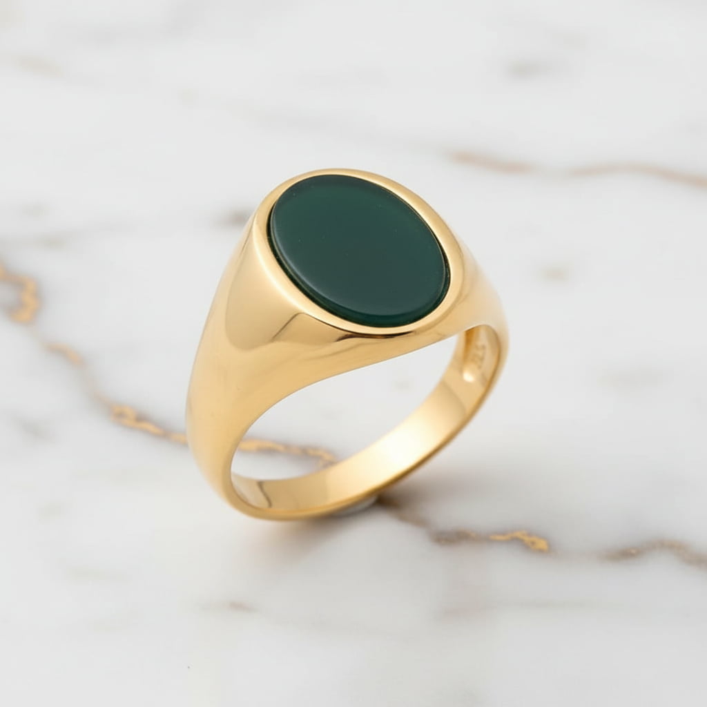 Onyx Ring Gold - grüner ovaler Kristall CrystalScents