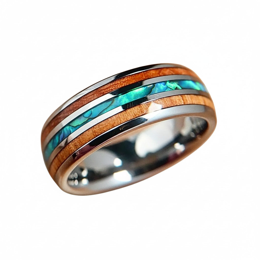 Ring mit Holzmaserung & Blau – mit natürlichen Akzenten CrystalScents