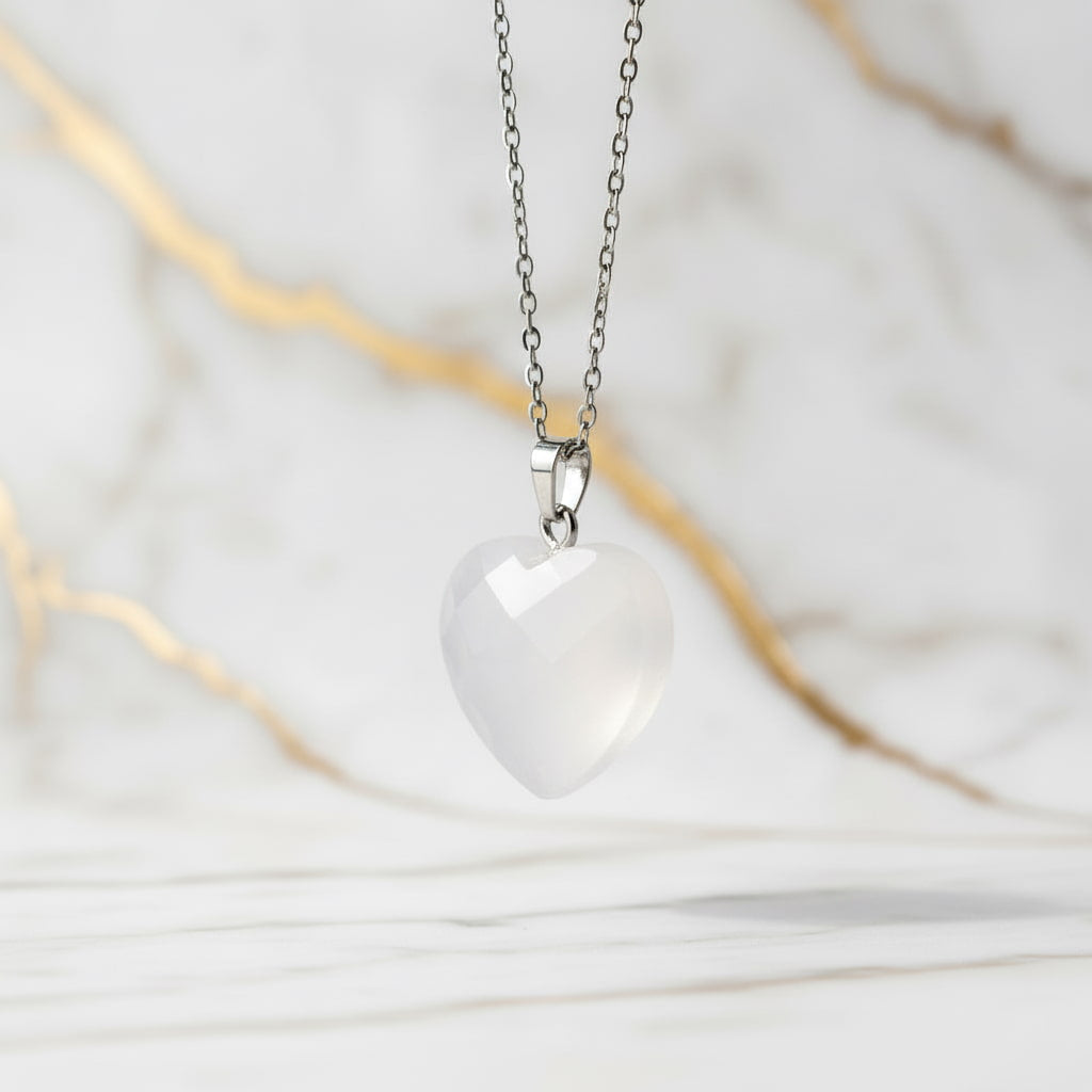 Bergkristall Halskette - Facettiertes Herz