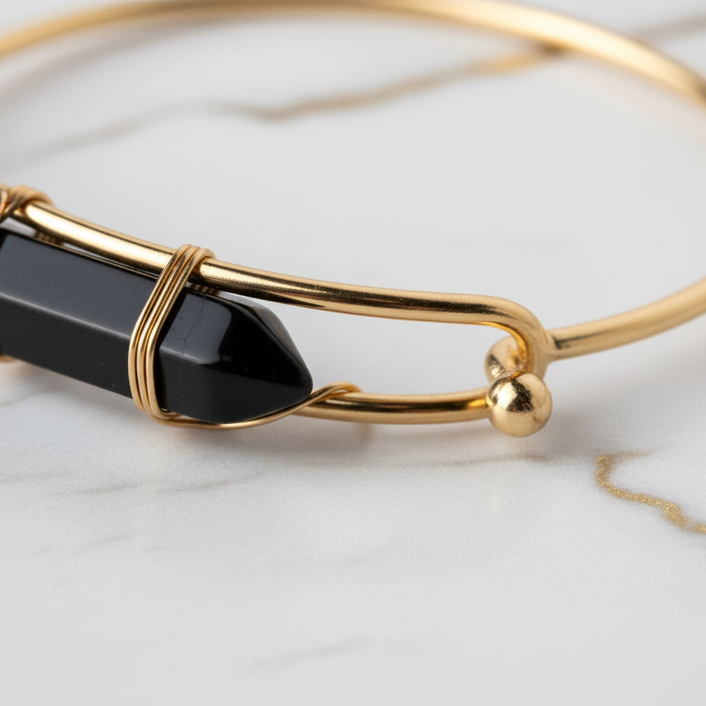 Obsidian Armreif - Eleganter Doppelender CrystalScents