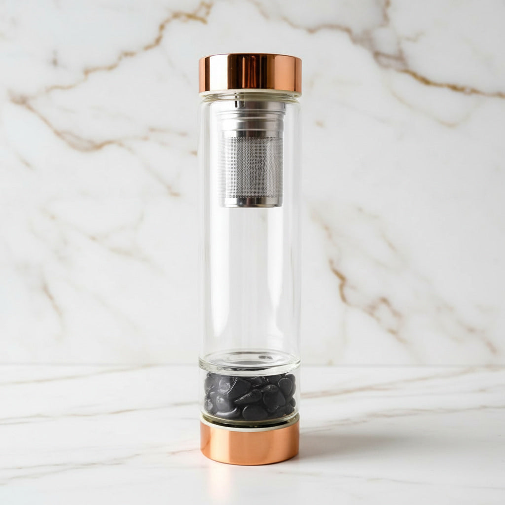 Obsidian Glasflasche – Tee unterwegs CrystalScents