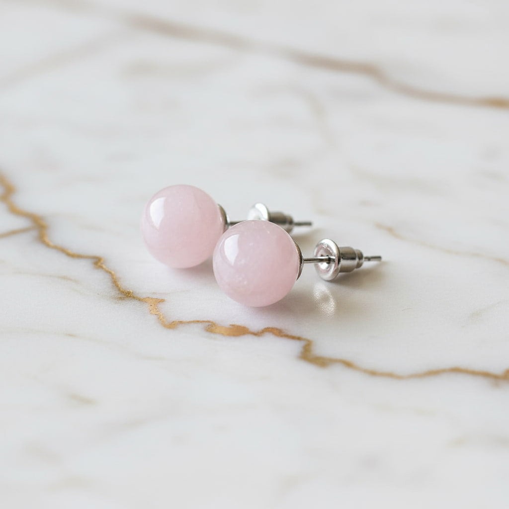 Ohrstecker mit Rosenquarz-Kugel