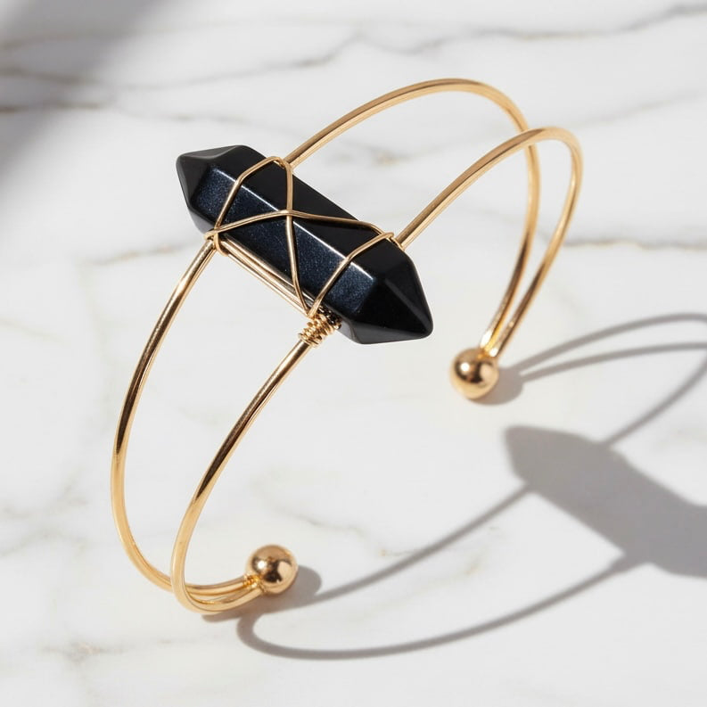 Obsidian Armreif – Offenes Design CrystalScents