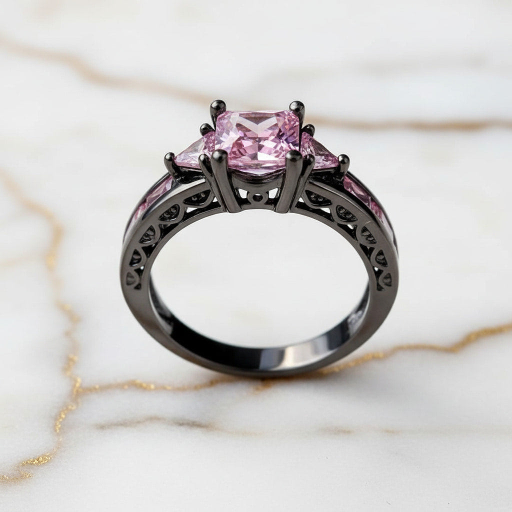 Ring in Silber mit rosa Steinen CrystalScents