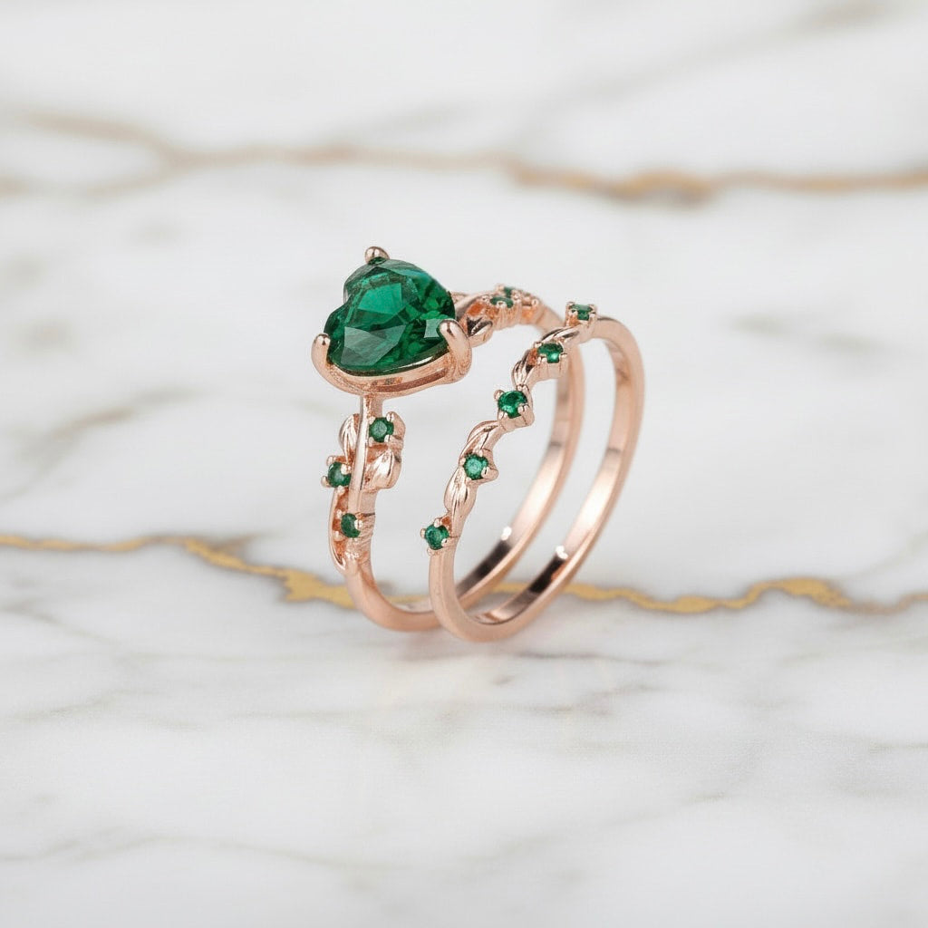 Ring – 2-teilig mit grünem Herz CrystalScents