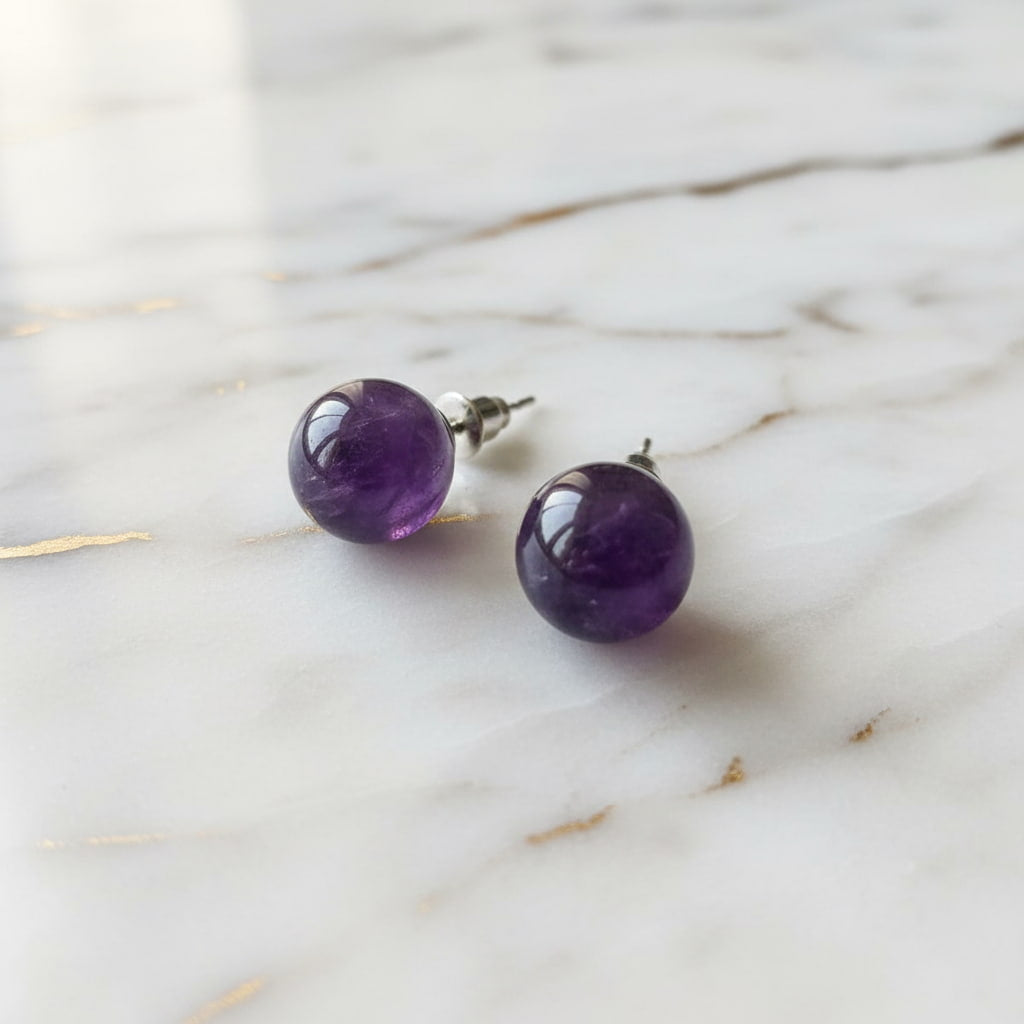 Ohrstecker mit Amethyst-Kugeln