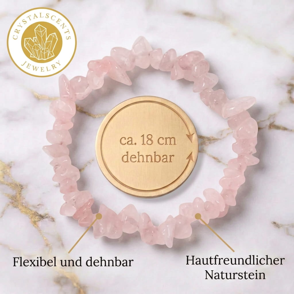 Rosenquarz Splitterarmband  – Herzensfreude & Harmonie