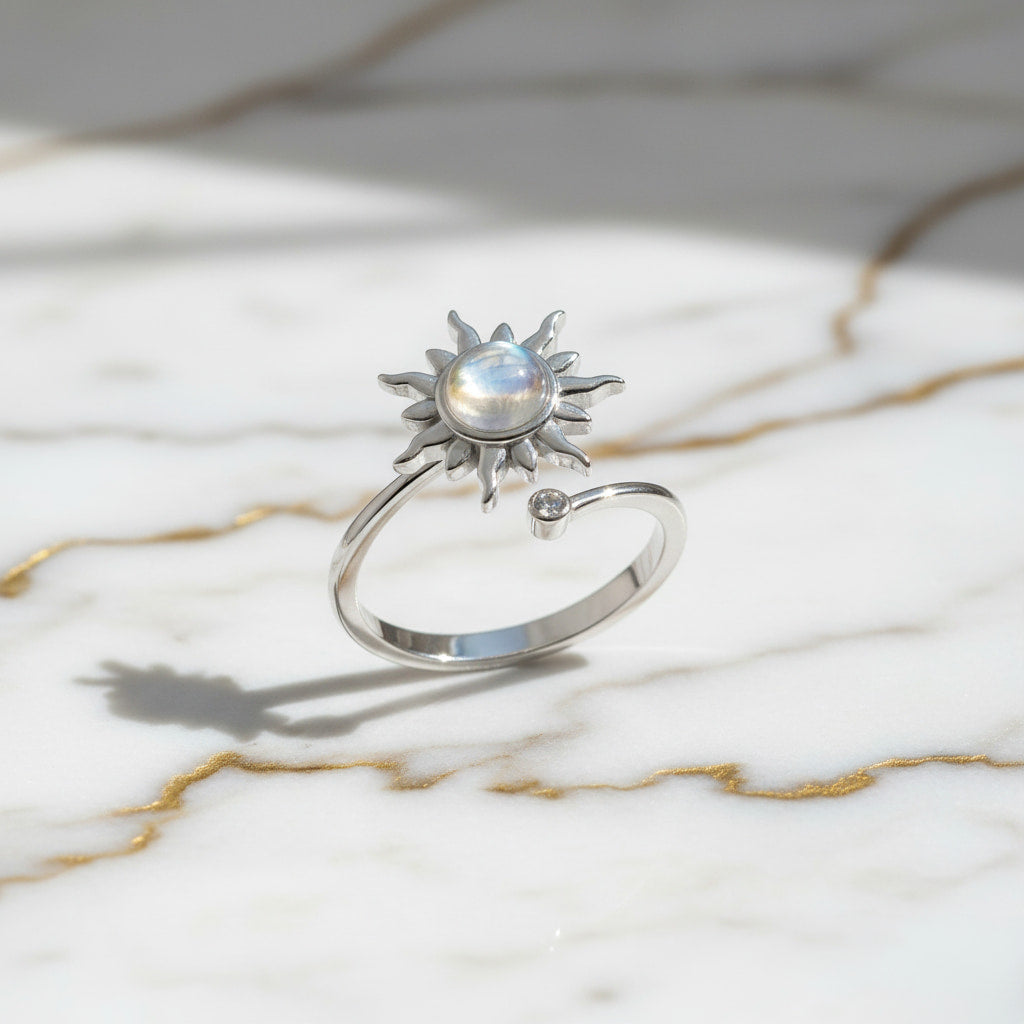 Ring offen silber mit drehbarer Sonne CrystalScents