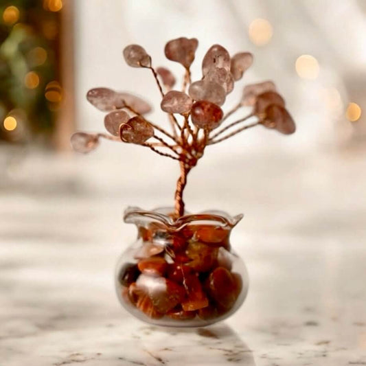 Mini Erdbeerquarz Baum in Topf - Für mehr positive Energie