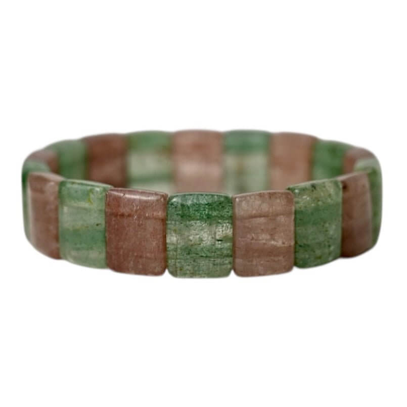 Breites Erdbeerquarz Aventurin Armband - Kraftvolle Kombination