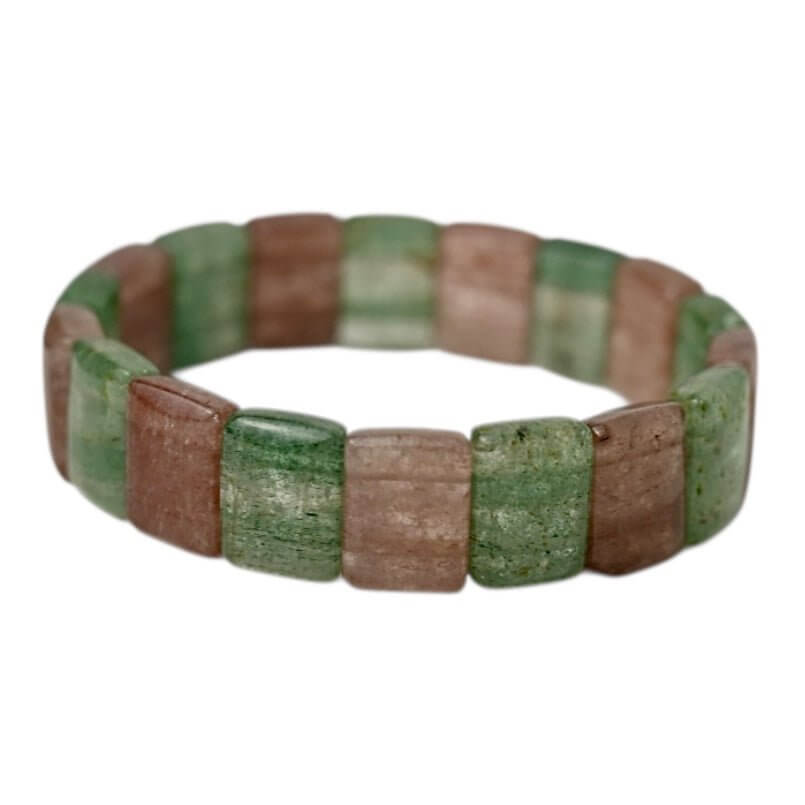 Breites Erdbeerquarz Aventurin Armband - Kraftvolle Kombination