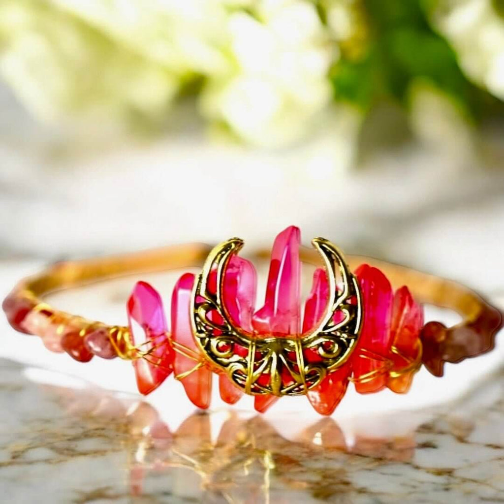 Wunderschöne Erdbeerquarz-Tiara