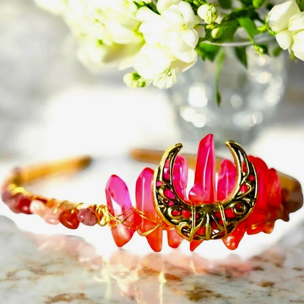 Wunderschöne Erdbeerquarz-Tiara