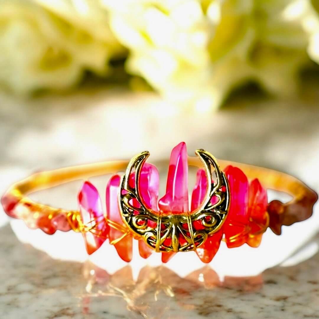 Wunderschöne Erdbeerquarz-Tiara