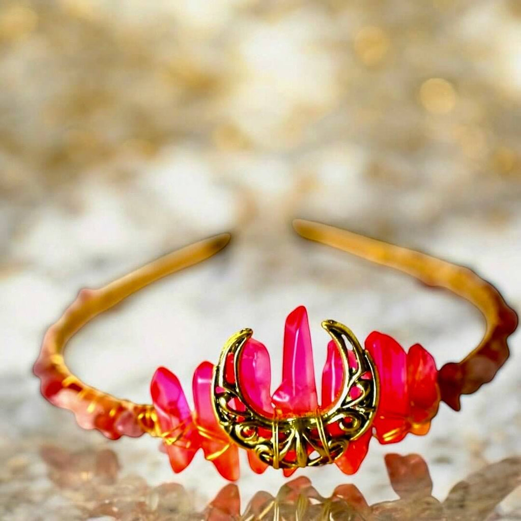 Wunderschöne Erdbeerquarz-Tiara