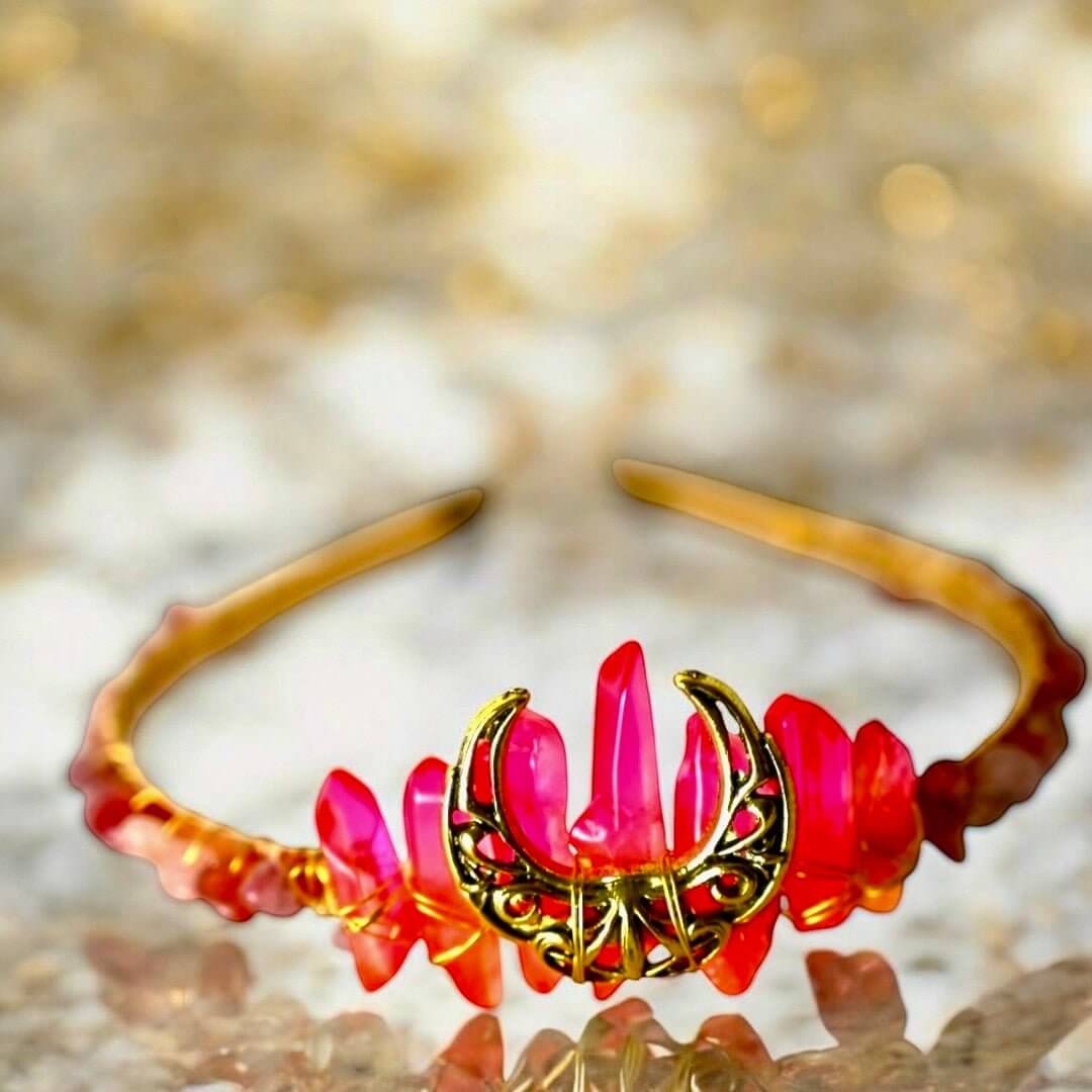 Wunderschöne Erdbeerquarz-Tiara