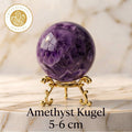 Amethyst Kugel (5-6 cm) inkl. goldenem Aufsteller – Unikat der Natur