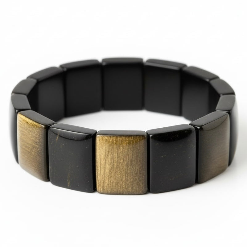 Gold Obsidian – Breites Armband mit magischem Schimmer CrystalScents