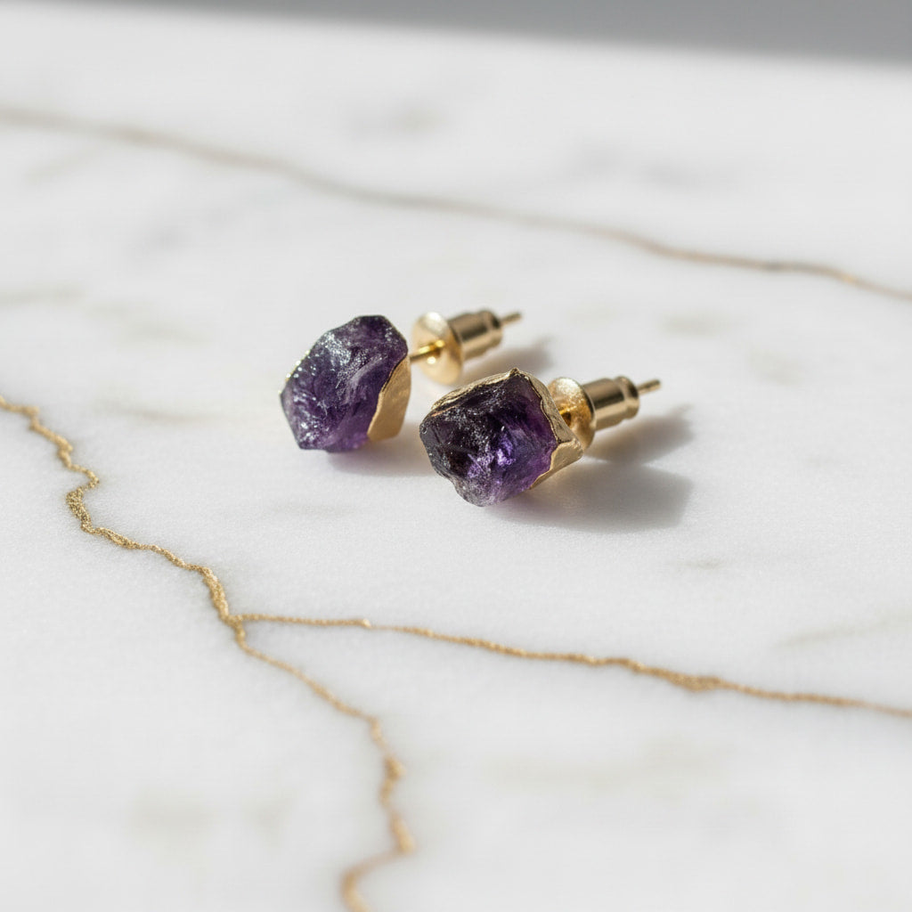Amethyst Ohrringe – Funkelnde Naturkraft | CrystalScents CrystalScents