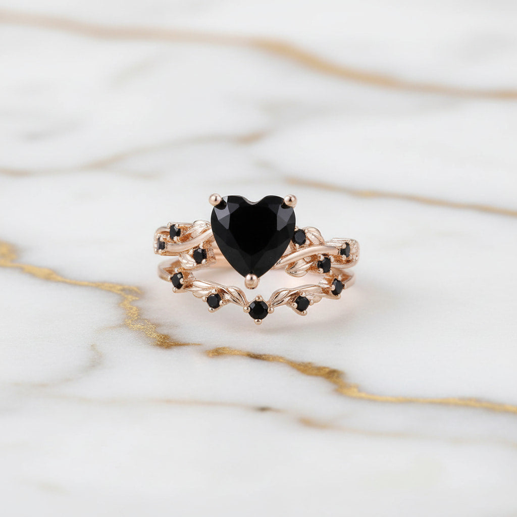Ring – 2-teilige mit schwarzem Herz CrystalScents