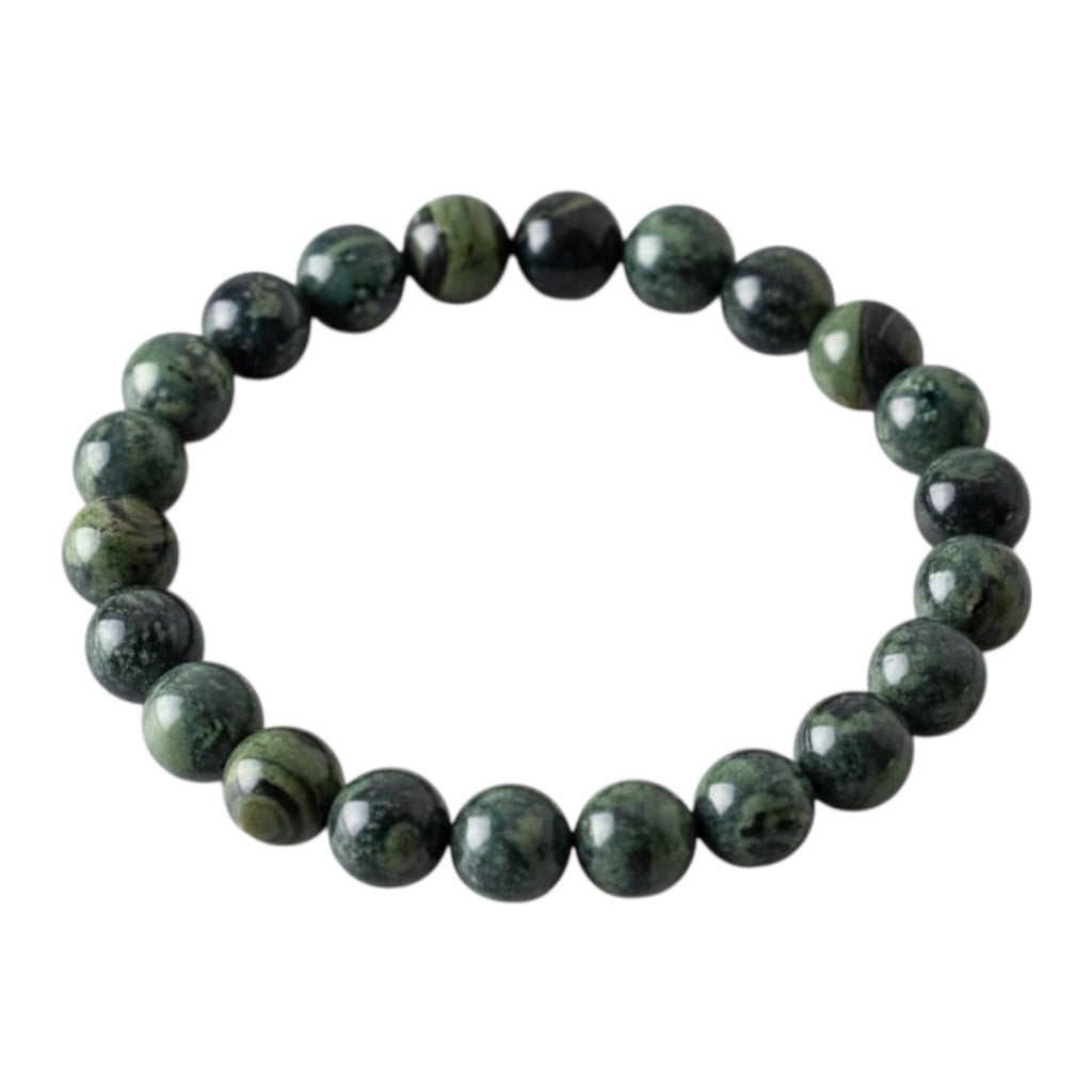 Kambaba Kugelarmband – Natursteinarmband in Grün & Schwarz CrystalScents