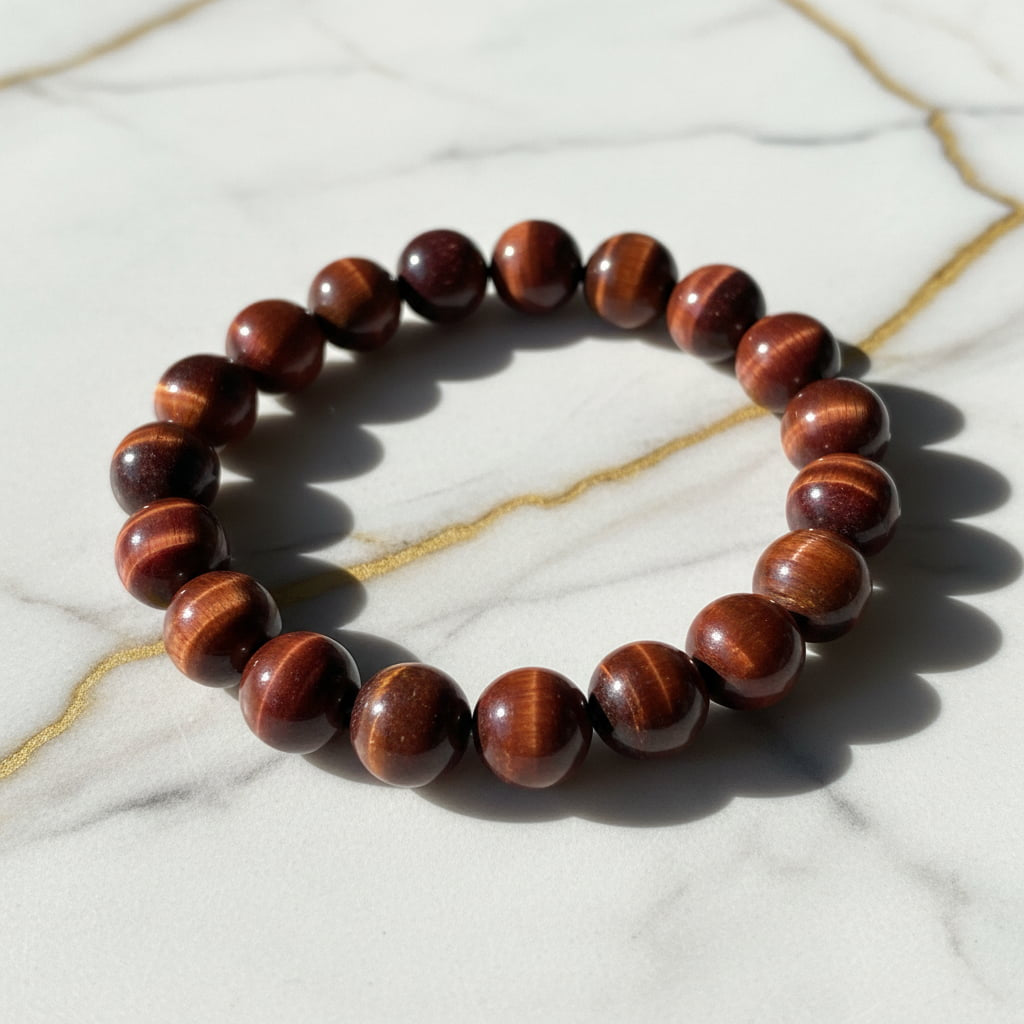 Tigerauge Kugelarmband - Rote Magie