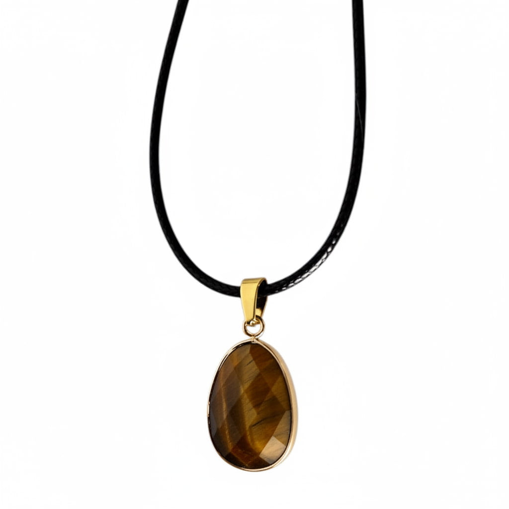 Tigerauge Halskette - Facettierter Anhänger CrystalScents