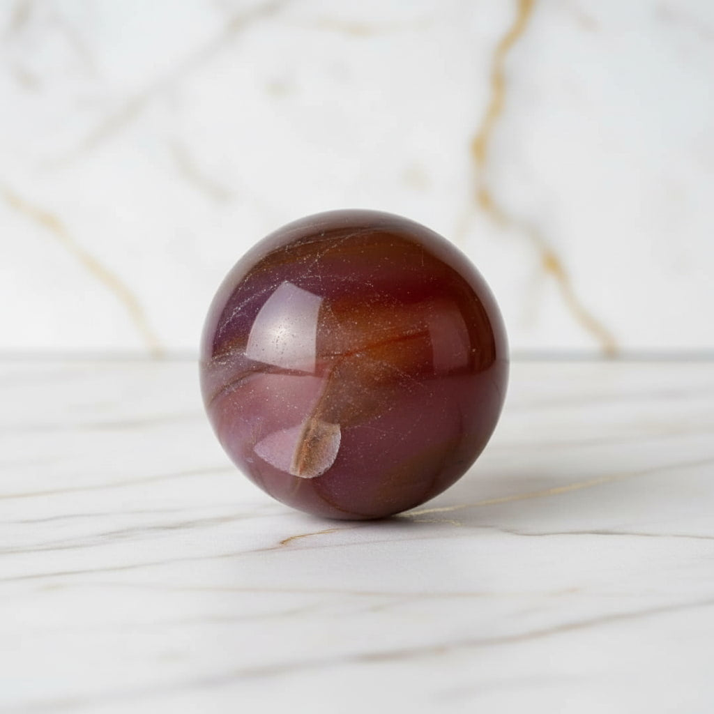 Achat Kugel – Glänzender Kristallakzent