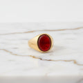 Onyx Ring Gold - roter ovaler Kristall CrystalScents