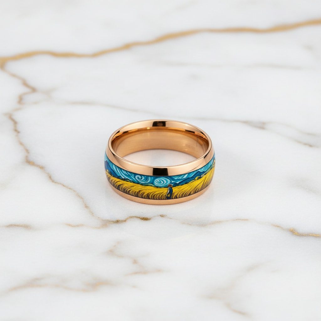 Ring mit Weizenfeld - Kunst für den Finger CrystalScents