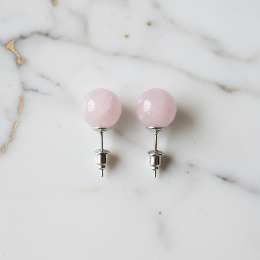 Rosenquarz Ohrstecker mit Kristall-Kugel CrystalScents
