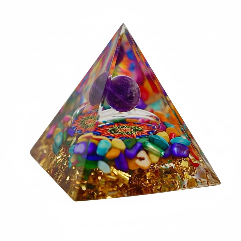 Orgonit Pyramide – Bunte Muschelschalen CrystalScents