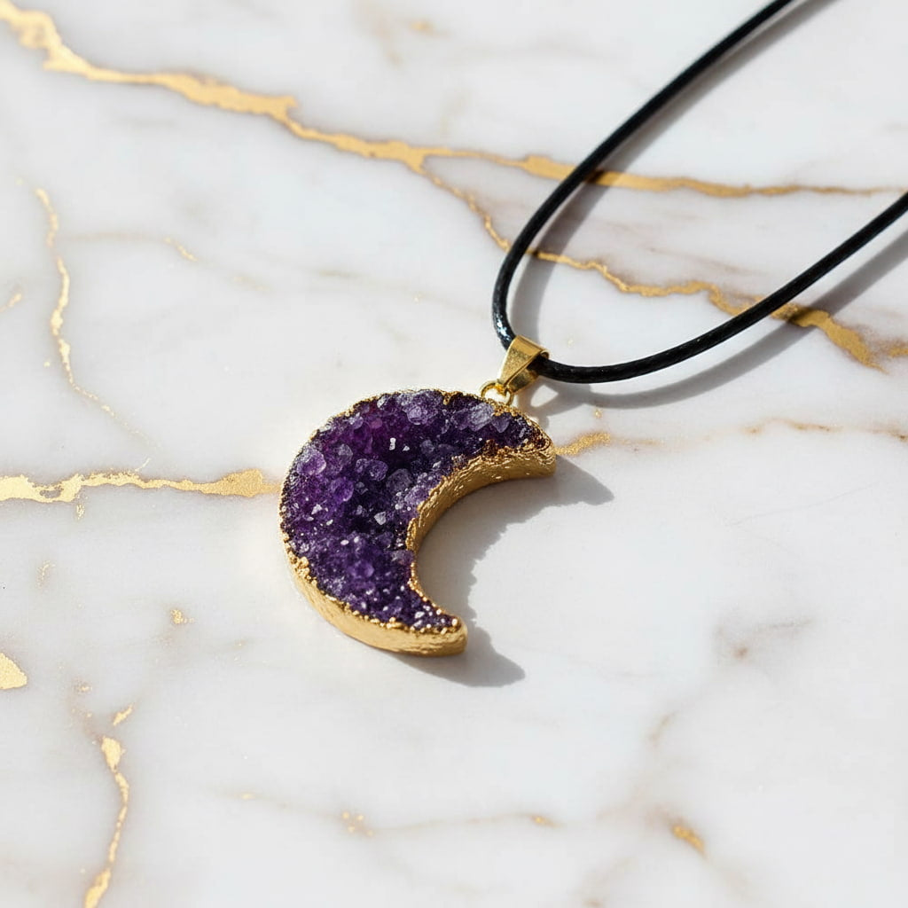 Amethyst Halskette – Cluster Mond für Eleganz & Ausstrahlung CrystalScents