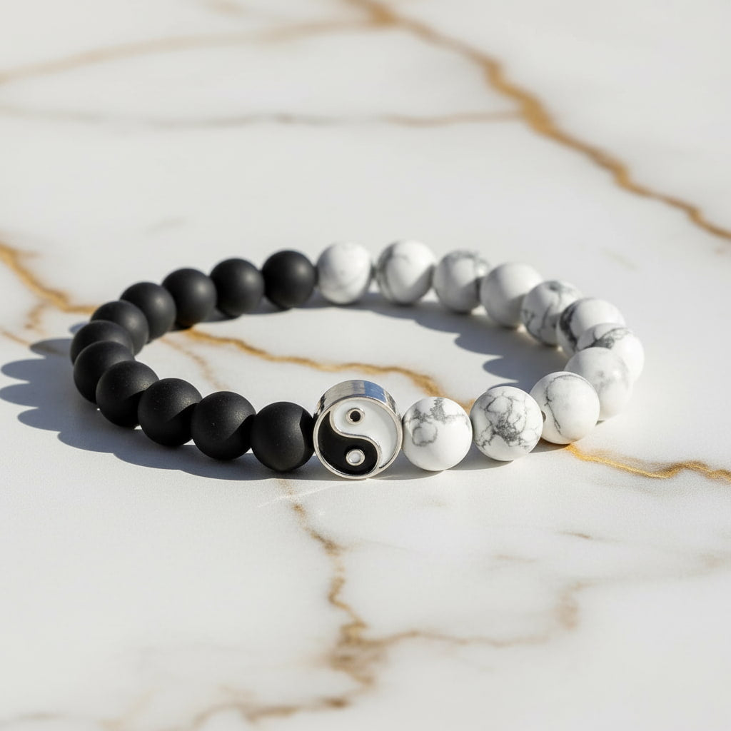 Howlit Vulkanstein Armband - Yin & Yang
