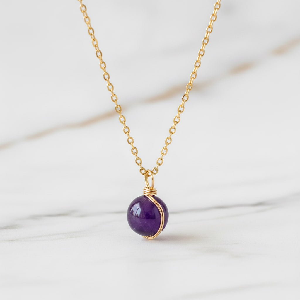 Amethyst Halskette - Violette Kristallkugel CrystalScents