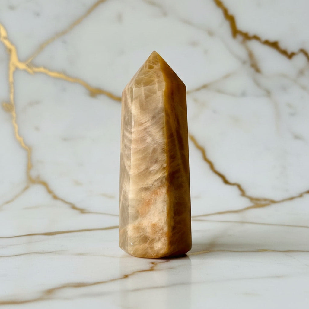 Mondstein Obelisk Orange – Energie JETZT sichern CrystalScents