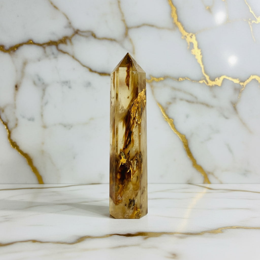 Tigerskin Quarz Obelisk – Farbenprächtig & Energetisierend CrystalScents