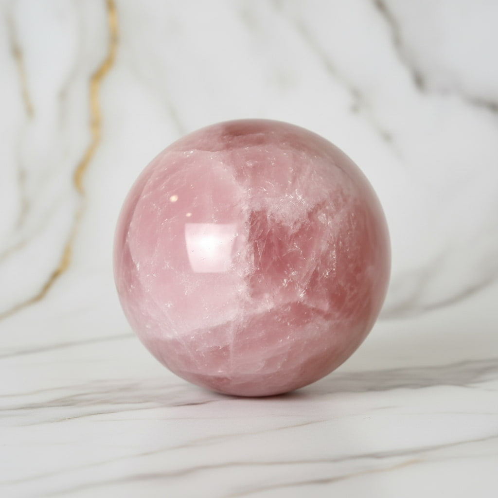 Große Rosenquarz Kugel – Gelassenheit & Geborgenheit CrystalScents