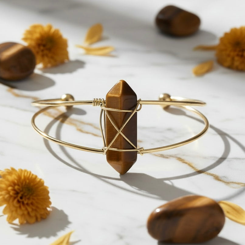 Tigeraugen Armreif – Offenes Design CrystalScents