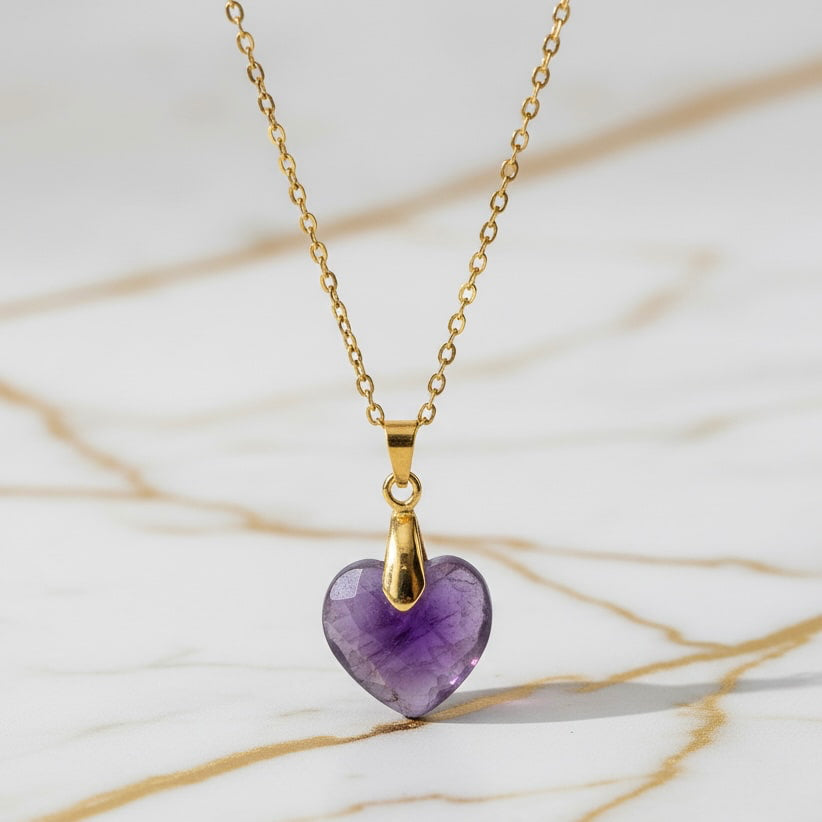 Amethyst Halskette - Violettes Kristallherz CrystalScents